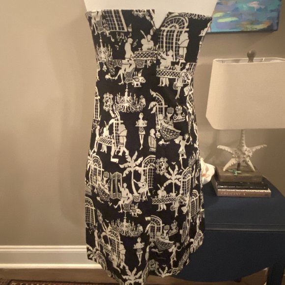 Lilly Pulitzer Black and White Strapless Dress - Picture 4 of 8